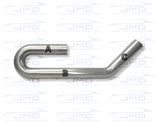 Mandrel Bend - Stainless Steel - 1-7/8" on a 2" CLR - 180° w/ Attached 45° Mandrel Bend, Stainless,1-3/4",  4", CLR UJ-Pipe, J Pipe, JPipe, JMD Bends, bends, Tubes, Fabrication